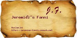 Jeremiás Fanni névjegykártya
